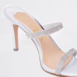 RIVER ISLAND Light grey barely there slip on stiletto mule – embellished high heel mules