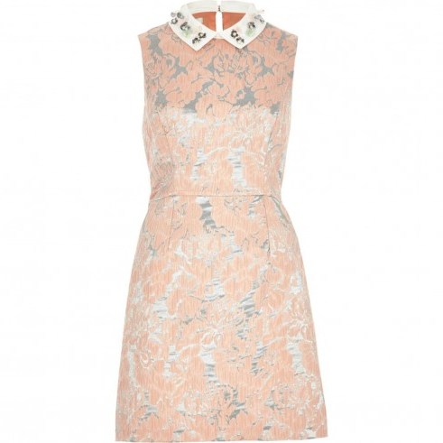 River Island Light pink embellished collar mini dress – luxe style dresses - flipped