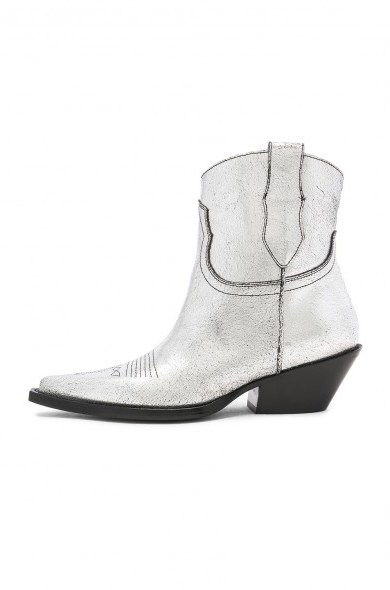 MAISON MARGIELA Metallic Silver Short Western Boots - flipped