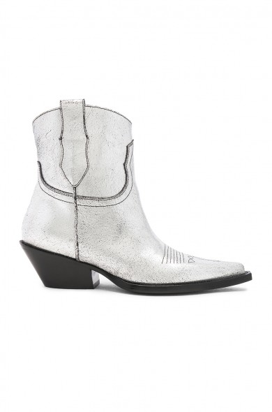 MAISON MARGIELA Metallic Silver Short Western Boots