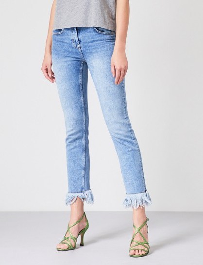 MAJE Panakou stretch-denim jeans | fringed hem - flipped