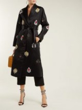 OSMAN Margeaux black embellished satin coat ~ luxe statement clothing