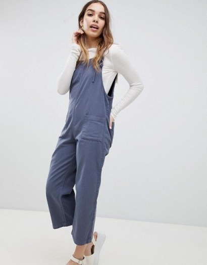 Monki Tie Strap Denim Dungarees in Blue | thin strap overalls - flipped