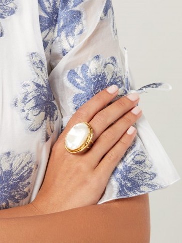 SYLVIA TOLEDANO Mother-of-pearl and brass ring ~ statement accessory - flipped