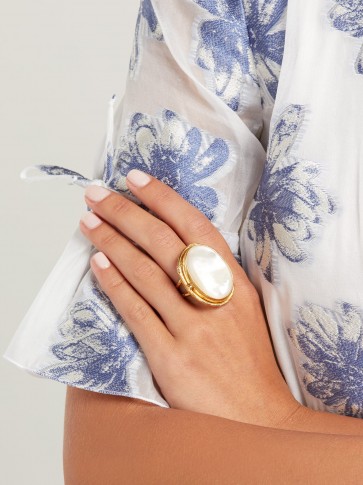 SYLVIA TOLEDANO Mother-of-pearl and brass ring ~ statement accessory