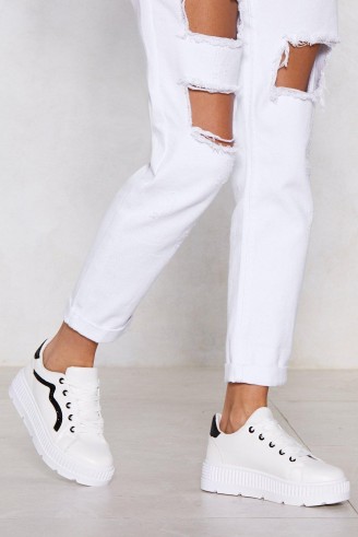 NASTY GAL My Heart and Sole Platform Sneakers White – chunky trainers