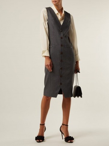 ALTUZARRA Naomi single-breasted grey wool pinstripe dress ~ tailored clothing - flipped