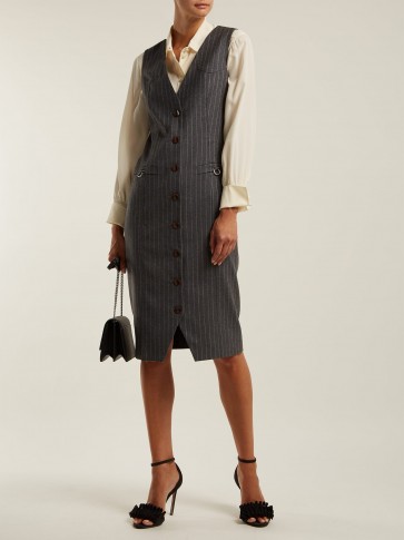ALTUZARRA Naomi single-breasted grey wool pinstripe dress ~ tailored clothing