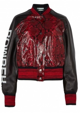 OFF-WHITE Python-effect leather bomber jacket ~ luxe jackets - flipped