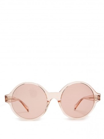 CÉLINE EYEWEAR Oversized round-frame pale-pink acetate sunglasses ~ large 70s style sunnies - flipped