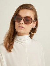 CÉLINE EYEWEAR Oversized square-frame acetate sunglasses ~ large 70s style tortoiseshell eyewear