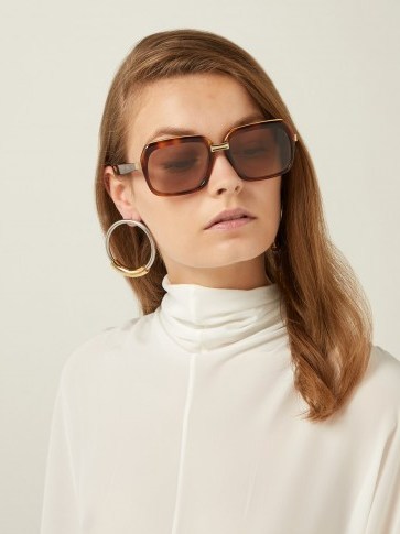 CÉLINE EYEWEAR Oversized square-frame acetate sunglasses ~ large 70s style tortoiseshell eyewear - flipped