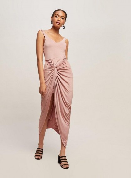 Miss Selfridge Pale Pink Twist Front Maxi Dress – cool summer fashion - flipped