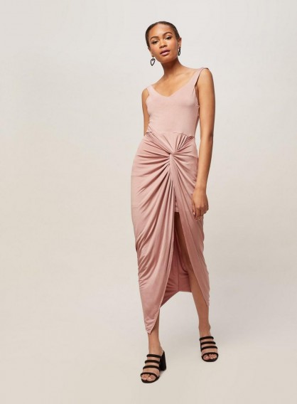 Miss Selfridge Pale Pink Twist Front Maxi Dress – cool summer fashion