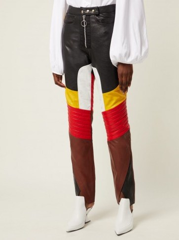 MARQUES’ALMEIDA Panelled leather biker trousers ~ multicoloured slim leg pants ~ casual luxe - flipped