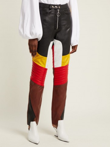 MARQUES’ALMEIDA Panelled leather biker trousers ~ multicoloured slim leg pants ~ casual luxe