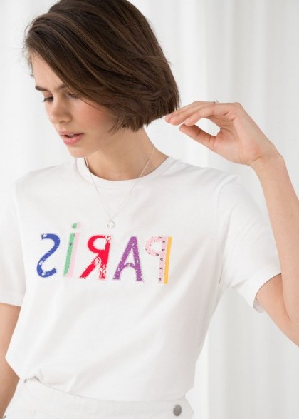 & other stories Paris Patch Letter Tee White / slogan tee - flipped