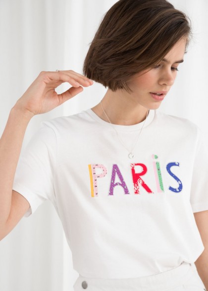 & other stories Paris Patch Letter Tee White / slogan tee