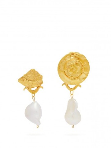 ALIGHIERI Passione di Napoli 24kt gold-plated earrings ~ mismatched statement jewellery ~ summer evening accessory - flipped