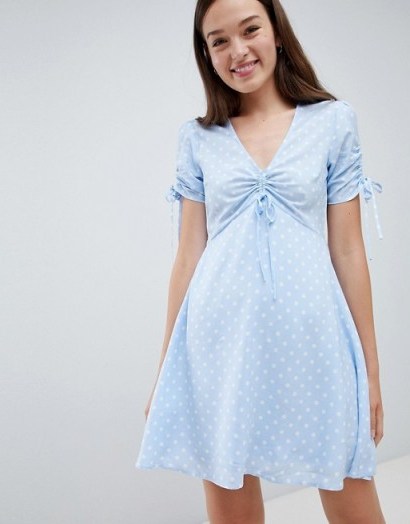 Pimkie Polka Dot Tea Dress in blue | summer vintage style - flipped