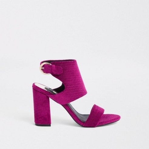 RIVER ISLAND Pink block heel sandals – chunky textured heels - flipped