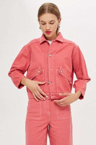 Topshop Pink Denim Shacket by Boutique - flipped