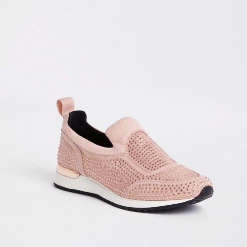 River Island Pink sequin embellished trainers – luxe style sneakers - flipped