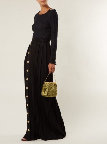 BALMAIN Black Pleated maxi skirt ~ chic clothing - flipped