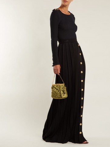 BALMAIN Black Pleated maxi skirt ~ chic clothing