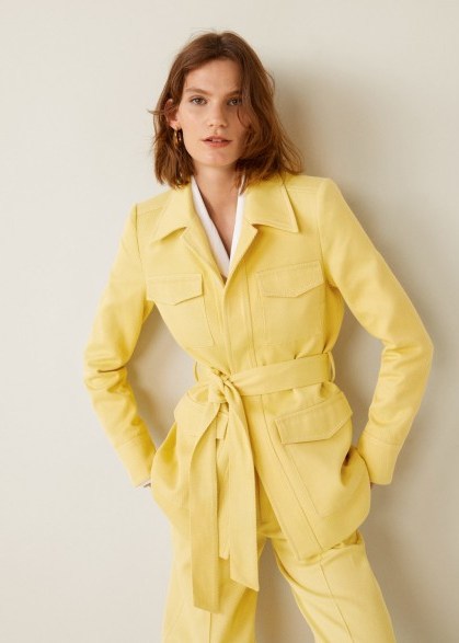Mango Pocketed corduroy blazer Yellow – safari cord jacket - flipped
