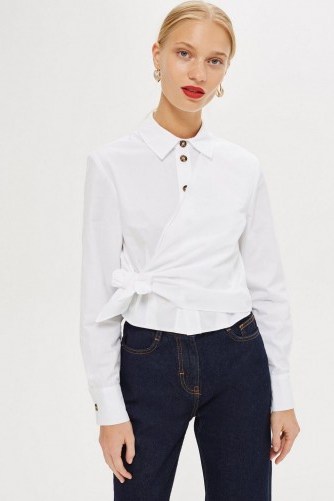 Topshop White Poplin Wrap Shirt | asymmetric front - flipped