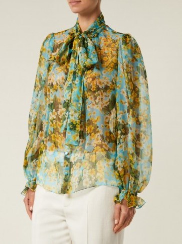 DOLCE & GABBANA Primrose-print silk-chiffon blouse ~ beautiful Italian clothing - flipped