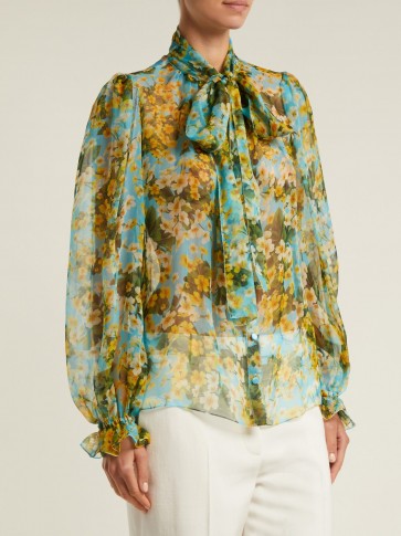 DOLCE & GABBANA Primrose-print silk-chiffon blouse ~ beautiful Italian clothing