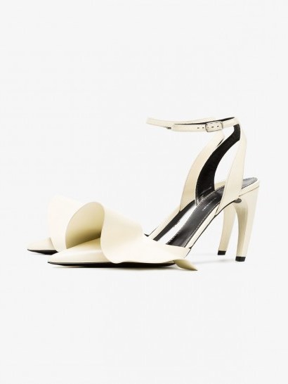 Proenza Schouler White Ruffle Detail 90 Leather Pumps ~ sassy heels - flipped