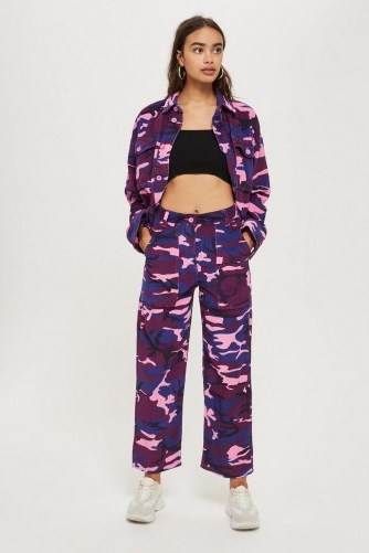 TOPSHOP Purple Camo Co-ord Set / camouflage print sports fashion - flipped