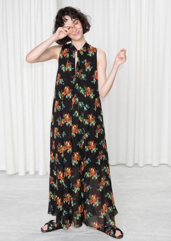 & other stories Pussy Bow Maxi Dress Floral Print - flipped