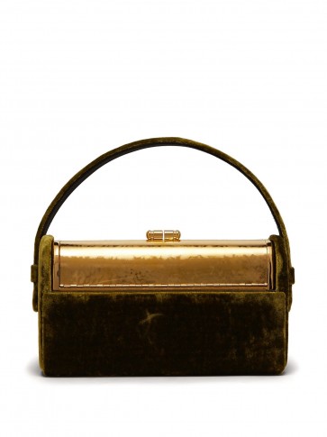 BIENEN-DAVIS Regine green velvet clutch ~ small luxe evening bag