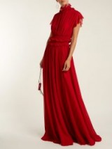 GIAMBATTISTA VALLI Ruffle red silk-chiffon high neck gown