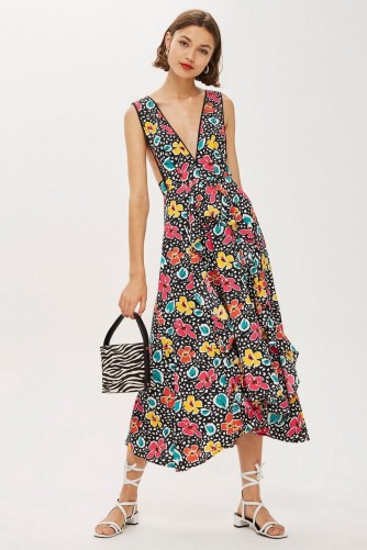 Topshop 80s Floral Pinafore Dress | deep V-neckline summer frock