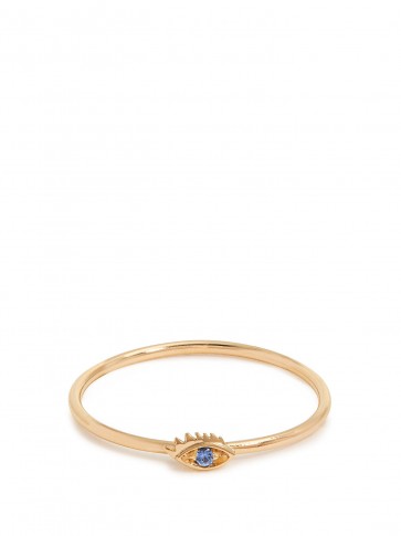 DELFINA DELETTREZ Sapphire & yellow-gold ring ~ evil eye stacking rings ~ small delicate jewellery