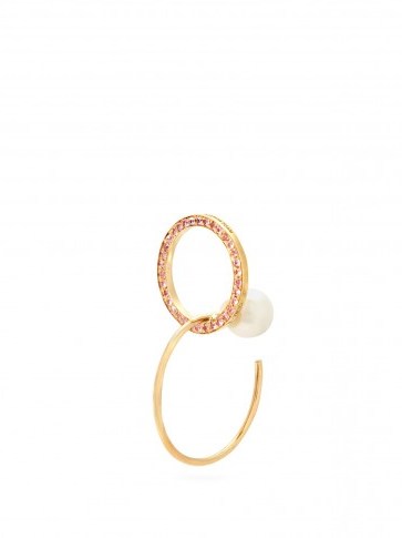 DELFINA DELETTREZ Pink Sapphire, pearl & yellow-gold single earring - flipped