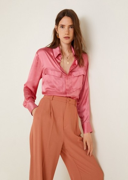 Mango Pink Satin blouse – luxe style shirt - flipped