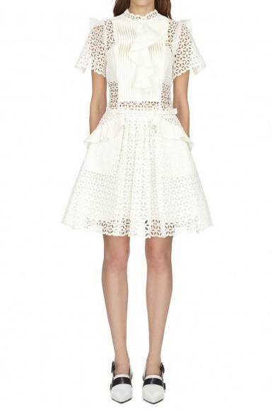 Self Portrait Broderie Anglaise Frilled Mini Dress - flipped