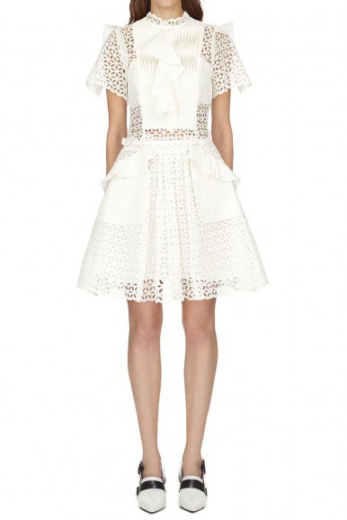 Self Portrait Broderie Anglaise Frilled Mini Dress