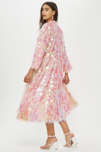 TOPSHOP Sequin Maxi Kimono in Pink / luxe coats - flipped