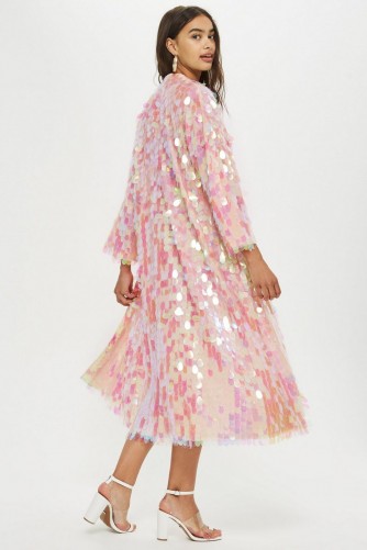 TOPSHOP Sequin Maxi Kimono in Pink / luxe coats