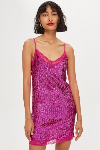 Topshop Sequin Slip Dress Pink – 90s style party dresses - flipped