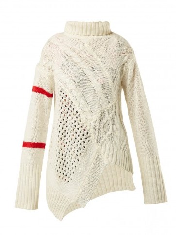 PREEN LINE Serenity white cable-knit sweater ~ chunky asymmetric knit - flipped