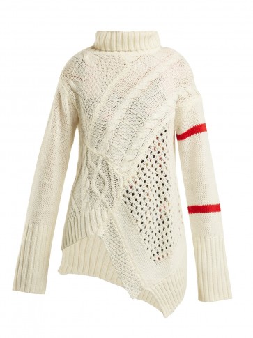 PREEN LINE Serenity white cable-knit sweater ~ chunky asymmetric knit