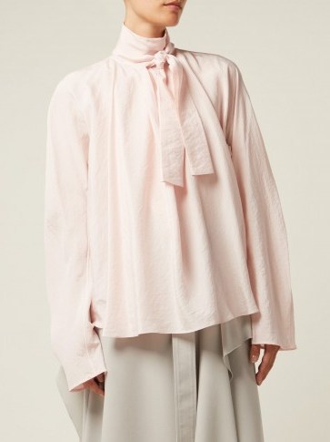 LEMAIRE Pink Silk neck-tie blouse ~ feminine & ladylike - flipped